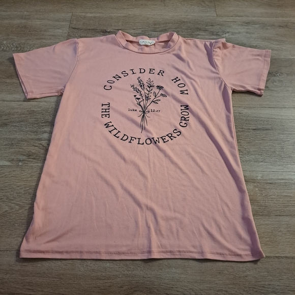 Heaven Sent Tops - Heaven Sent Dusty Rose Graphic T-Shirt Relaxed Fit Women's Size XS